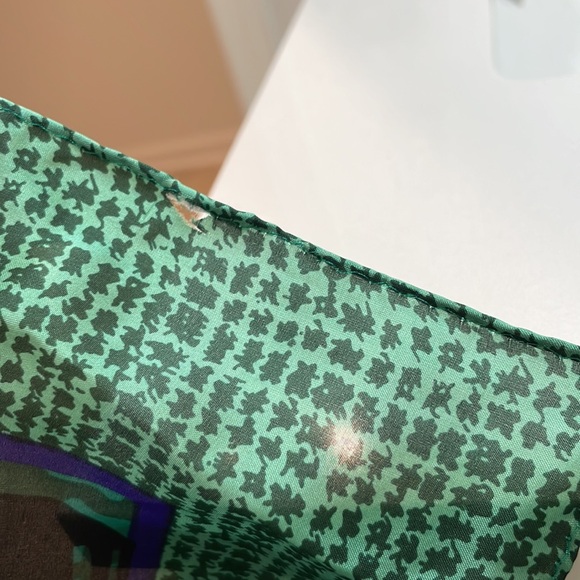 CHRISTIAN DIOR 100% silk square scarf greens/blues/purple/paisley/b+w+swirlydoos - Picture 15 of 15